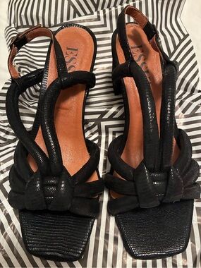 Black Braided-Strap Women’s Heels